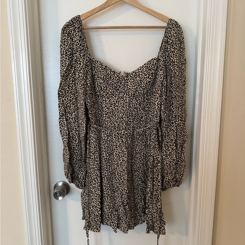 Leopard Tie Waist Mini Dress Size 8